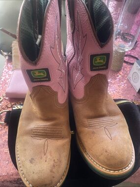 John Deere Pink and Brown Work Cowboy Boots